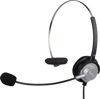 Produktbild von Hama Headband Headset, Kabelgebunden, Büro/Callcenter, Kopfhörer, Schwarz, Silber