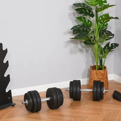 Produktbild von SUGIFT Kurzhantel Set 30 kg, verstellbares Hantelset, Kurzhantelset mit Hantelscheiben, Schwarz | 43 x 18 x 7,5 cm | Stahl & Polyurethan| rutschfeste Griffe