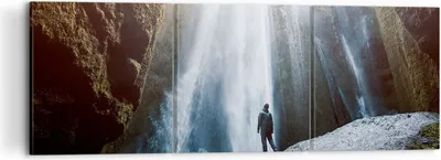 Produktbild von Bild auf Leinwand - Leinwandbild - Berg Wasserfall - 120x40cm - Wand Bild - Wanddeko - Wandbilder - Leinwanddruck - Bilder - Kunstdruck - Wanddekoration - Leinwand bilder - Wandkunst - CA120x40-4093