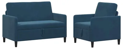 Image de Ensemble de canapés vidaXL avec rangement, 2 pièces, bleu, en polyester