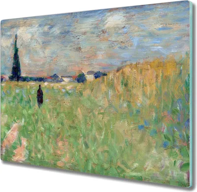Produktbild von Coloray Herdabdeckplatte 60x52 cm Schneidebrett Kochplattenabdeckung Küchenbrett Hackbrett - Sommerlandschaft Seurat