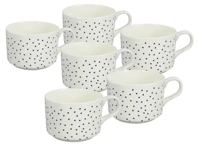 Produktbild von 6er-Set – Porzellantasse „Modern Dots“ 150 ml – schwarze Punkte, von inspire
