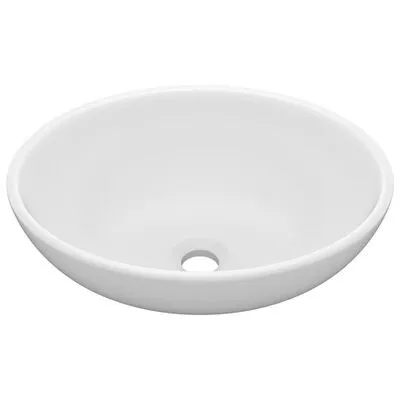 Produktbild von ZMH Ovales Waschbecken Keramik Hängewaschbecken Matt Weiß Aufsatzwaschbecken 40x33 cm für Badezimmer