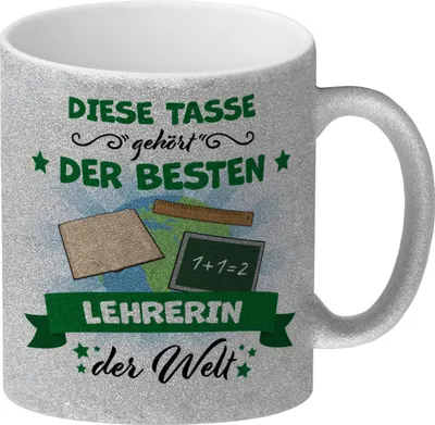 Produktbild von Beste Lehrerin der Welt Glitzer-Kaffeebecher