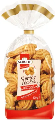 Zdjęcie produktu dla Schulte maślane kruche herbatniki opakowanie złotobrązowe pieczone 200g