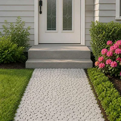 Produktbild von Möbel Kieselplatten Weiß 30 x 30 cm Flusskiesel - Terrassenfliesen &15733