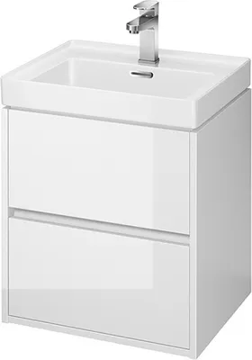 Productafbeelding van BADLAND Badmeubelset: Badkamerkast met keramisch wastafelblad, 2 lades, model CREA 50, kleur wit