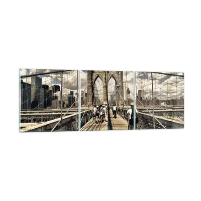 Produktbild von Bilder auf glas - Amerika brooklyn brücke bau - 150x50cm - Glasbilder - Wandbilder - Kunstdruck - zum Aufhängen bereit - Wanddekoration aus Glas - Glas Bilder - Wandbild auf Glas - GCA150x50-2497