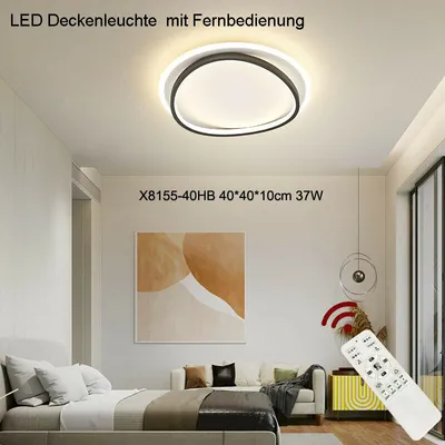 Immagine prodotto di Eurotondisplay Plafoniera LED X8155-40HB 37W con telecomando Colore luce/luminosità regolabile dimmerabile Plafoniera con struttura in metallo laccato nero