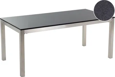 Zdjęcie produktu dla BELIANI Stół ogrodowy czarny rama ze stali nierdzewnej granitowy blat 180 x 90 cm nowoczesny design