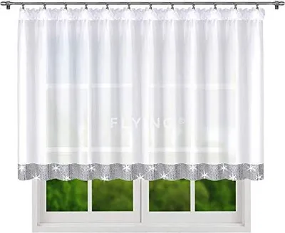 Produktbild von Fertiggardine Fenstergardine Gardine aus Voile mit Gipüre LB-184, 120x400 cm