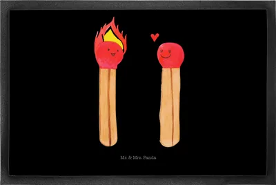 Produktbild von Mr. & Mrs. Panda fußmatte Streichhölzer 50 x 75 cm - Schwarz - Geschenk, Eingangsmatte, Liebesgeschenk, Gummi-Fußmatte, Schmutzfangmatte, Liebesbeweis, Schmutzfänger