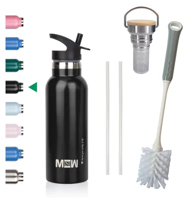 Isolierflasche 500 ml, doppelwandig, auslaufsicher, BPA-frei, Schwarz