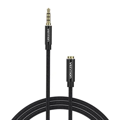 Produktbild von Vention BHCBH Verlängerungskabel, TRRS 3,5 mm Stecker auf 3,5 mm Buchse, 2 m, Schwarz