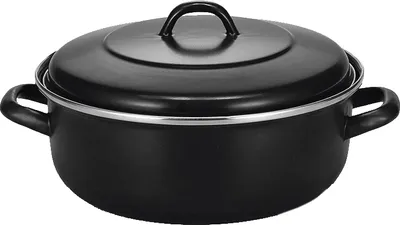 Produktbild von Krueger STEW POT KB20 MATT Black Kochtopf inkl. Deckel, emailliert, 20 cm Durchmesser, Induktionsherd-geeignet, Antihaftbeschichtung
