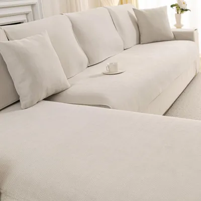 Imagen del producto de Cojines para sofá de esquina - Diseño minimalista, color beige, tejido de flanela