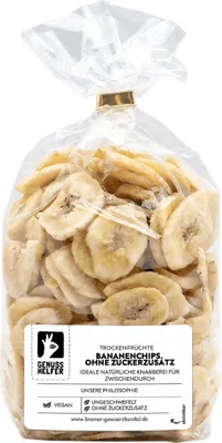 Produktbild von Bananenchips, getrocknet, ohne Zuckerzusatz & ungeschwefelt, 250g