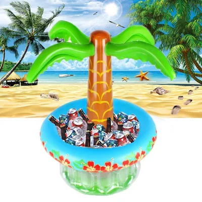 Produktbild von Kühlbox aus aufblasbarem Material – Bierkühler in Form einer Palme – leicht und tragbar – wasserdichtes PVC – ideal für Sommerpartys – leicht zu reinigen – Getränkekühler