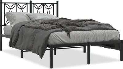 Zdjęcie produktu dla Łóżko Metalowe Czarne Rama Łóżka Ze Stelażem Sofa Do Sypialni Pokoju 120x200 cm