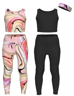 Produktbild von Essenclo Mädchen-Sportleggings und Yoga-Hosen mit ärmellosen Tanktops für Kinder