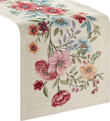 Produktbild von EUROFIRANY | Tischläufer - Tischdecke - bunt - 40 x 100 cm - Mitteldecke - Blumenmuster - Dekorativ