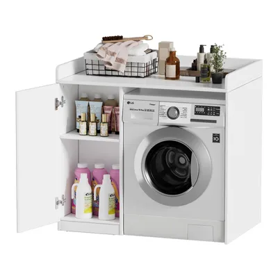 Produktbild von Waschmaschinenschrank - Schrank für Waschmaschine - Minimalistisch Überbauschrank Waschmaschine oder Wäschetrockner Badezimmerschränke 96*96*66cm