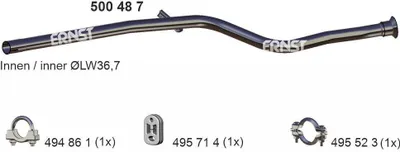 Produktbild von ERNST Abgasrohr Auspuffrohr passend für PEUGEOT 106 II Schrägheck (1A, 1C) 500487