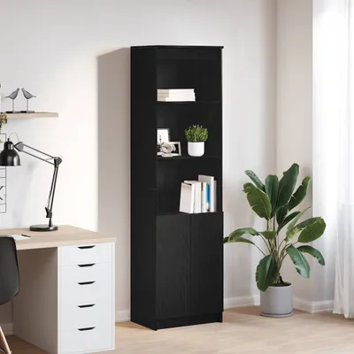 Obrázok produktu pre vidaXL Highboard čierny dubový vzhľad 50x35x180 cm materiál na báze dreva