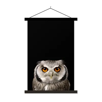 Produktbild von MuchoWow® Textilposter Porträt Eule 60x90 cm mit schwarzem Rahmen - Poster Wohnzimmer
