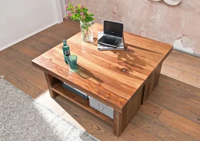Produktbild von MASSIVMOEBEL24 Couchtisch Sheesham 90x90x45 noble unique lackiert SYDNEY #120