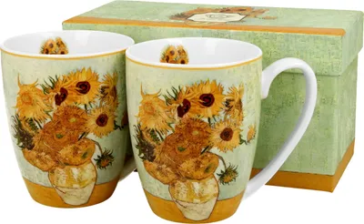 Immagine prodotto di Set di 2 tazze da caffè Van Gogh, Girasoli in porcellana, mug, tazza da tè, tazza da caffè con manico 350 ml