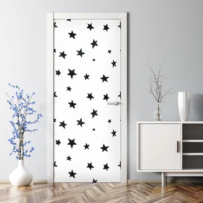 Produktbild von Dekorative Tür Wandaufkleber Wandtattoo selbstklebend Klebefolie dekoration Schwarze Sterne 85 x 200 cm