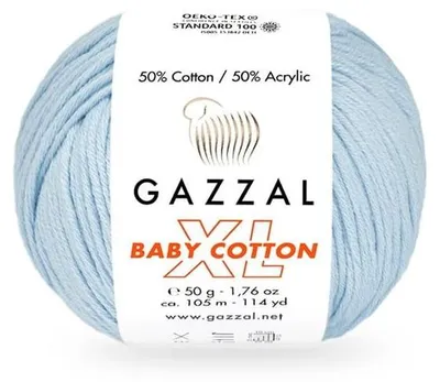 Produktbild von Gazzal Baby Baumwolle XL, Weiches Kinder-Hochwertgarn, Hellblau, 50g
