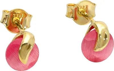 Produktbild von Ohrstecker aus Gold 333 - Rundes Design mit Rosenquarz