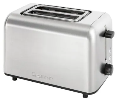 A silver toaster on a white background.