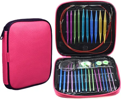 Produktbild von 37-teiliges Rundstricknadelset aus Aluminium – Ergonomische Griffe, verschiedene Größen, inklusive Maschenmarkierer, geeignet für alle Strickprojekte