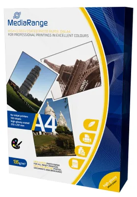 Zdjęcie produktu dla Papier fotograficzny MediaRange MRINK107 DIN A4 wysoki połysk 135 g/m² 100 arkuszy