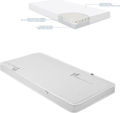Produktbild von Kikkaboo Babybett Matratze Night Dream 120 x 60 x 10 cm, 3D Schaumschicht grau