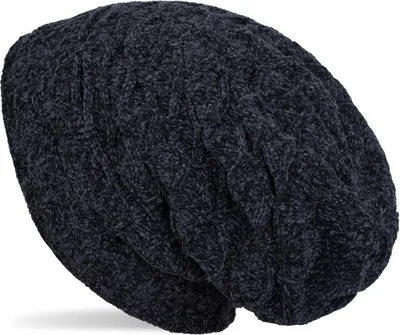 Produktbild von styleBREAKER Uni Chenille Beanie Mütze mit Waben Strick Muster und Fleece Futter, Winter Slouch Longbeanie 04024160