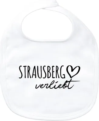 Produktbild von Huuraa Baby Lätzchen Strausberg verliebt White Klettverschluss  Baumwolle Latz Geschenkidee