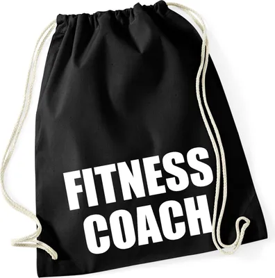 Produktbild von Huuraa Turnbeutel Fitness Coach Training 12 Liter Black Baumwolle Rucksack Geschenkidee