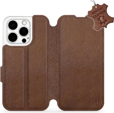 Produktbild von Echtleder Handyhülle für iPhone 15 Pro, Mobiwear Leather, Braun