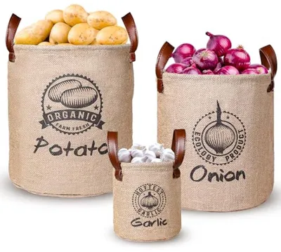Kartoffel- und Zwiebelaufbewahrungstaschen - Set mit 3 Stück für optimale Lagerung