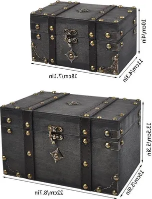 Productafbeelding van Famanu houten opbergboxen - Decoratieve vintage opbergboxen, set van 2 (301-Combo2)