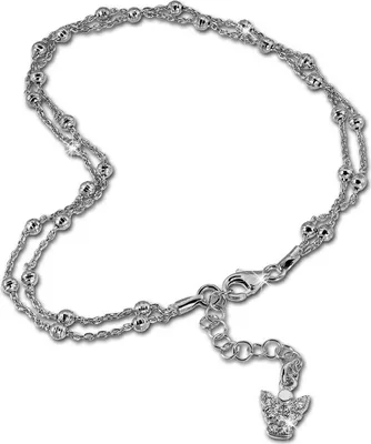 Image de SilberDream 27cm Bracelet de cheville femme blanc scintillant boules zirconium argent D2SDF2174J