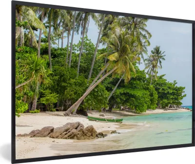 Produktbild von MuchoWow® Gerahmtes Poster Palmen - Strand - Sommer - Tropisch 90x60 cm - Poster mit Schwarzem Bilderrahmen Wandposter Rahmen Foto Bilder - Fotorahmen - Foto-Plakat