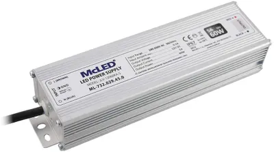 Produktbild von McLED Netzteil 12V für 60W LED Stripes | Transformator von 230V auf DC12V für Leuchtmittel | Wasserdichte IP67 Schutzart | Trafo mit 195x52x36mm Aluminiumgehäuse | 170-250 VAC Schaltnetzteil