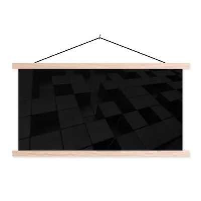 Produktbild von MuchoWow® Textilposter Würfel - Schwarz - Weiß - Muster 120x60 cm mit holzfarbenen Rahmen - Klemmleiste
