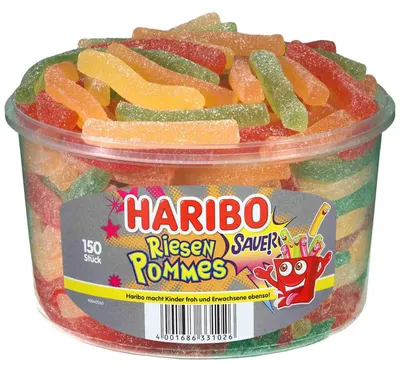 Produktbild von Haribo Riesen Pommes, Gummibärchen, 1,2 kg, Fruits, Mehrfarbig, 1419 kJ, 334 kcal