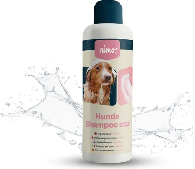 Produktbild von nimo® Hunde Shampoo sensitiv | ohne Duftstoffe & pH-Neutral mit Kollagen | für alle Hunderassen und sensible, allergische Hunde | für bessere Kämmbarkeit & glänzendes Fell, 100% tierleidfrei